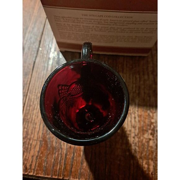 Vintage Avon 1982 1876 Cape Cod Ruby Red Pedestal Mugs Set of 2 NOS w/ Box - Picture 5 of 10